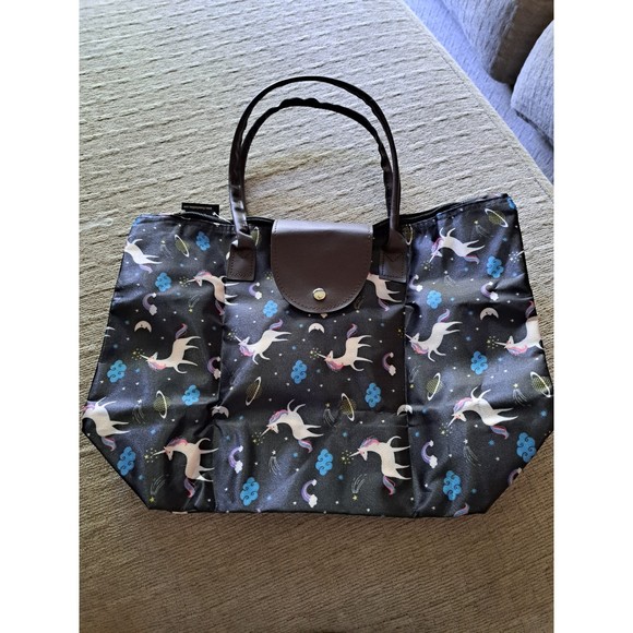 Chun's Handbags - Chun's Foldable Tote Bag. Black w/ Unicorns- You Pick!